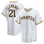 Pittsburgh Pirates #21 Roberto Clemente White BUTLER Home Replica Player Name Jersey