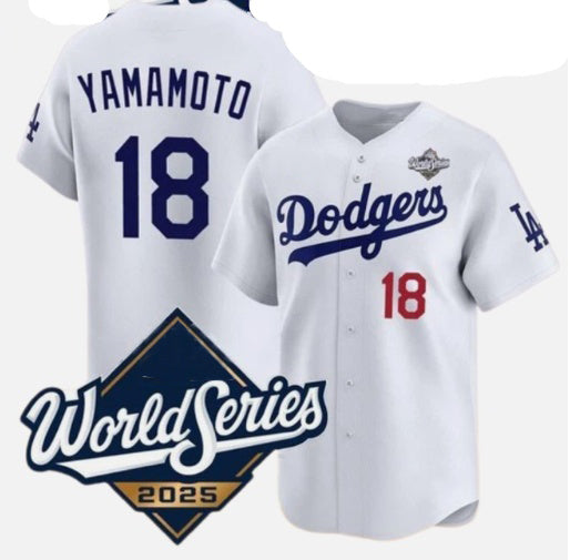 Los Angeles Dodgers #18 Yoshinobu Yamamoto White BUTLER 2025 World Series Home Limited Stitched Jersey