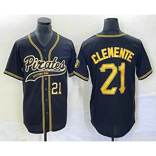 ittsburgh Pirates #21 Roberto Clemente Number Black BUTLER Cool Base Stitched Jersey