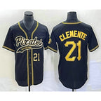 ittsburgh Pirates #21 Roberto Clemente Number Black BUTLER Cool Base Stitched Jersey