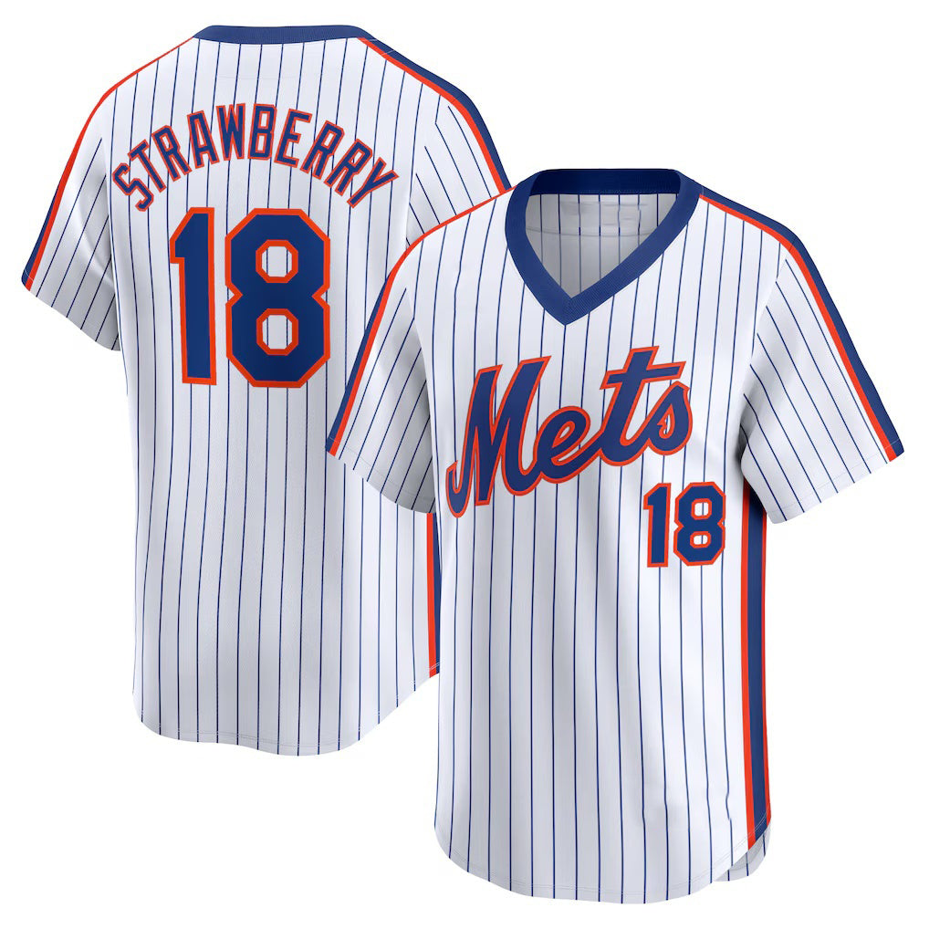 New York Mets #18 Darryl Strawberry Navy BUTLER Throwback Cooperstown Limited Jersey