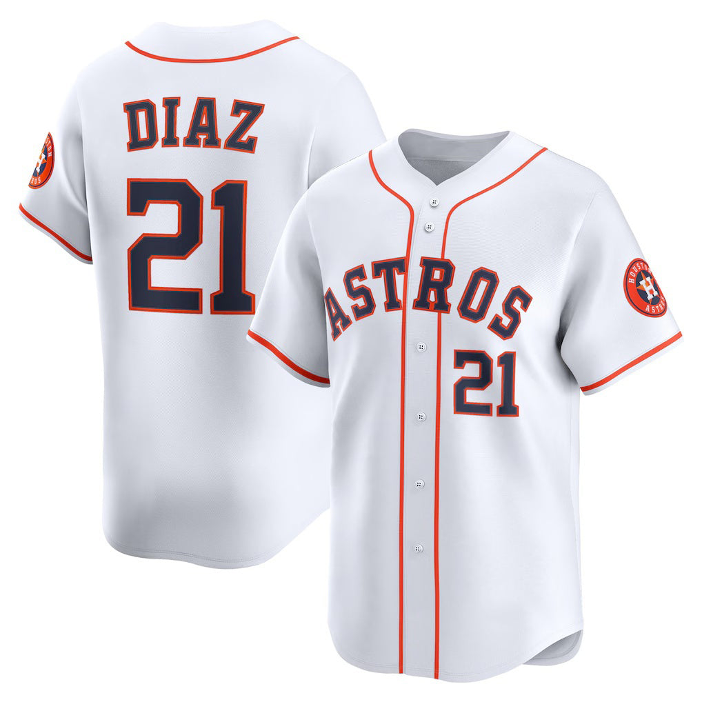 Houston Astros #21 Yainer Diaz White BUTLER Home Limited Player Jersey