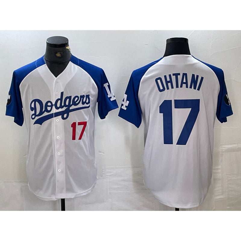 Los Angeles Dodgers #17 Shohei Ohtani Number White Blue BUTLER Fashion Stitched Cool Base Limited Jerseys