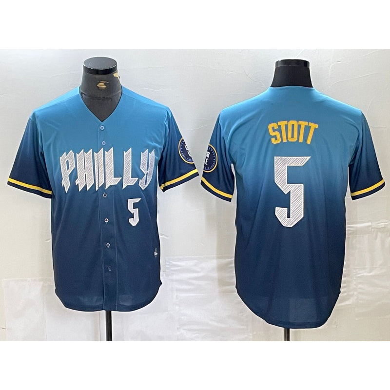 Philadelphia Phillies #5 Bryson Stott Blue BUTLER 2024 City Player Number Cool Base Stitched Jersey 2