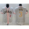 Houston Astros #3 Jeremy Pena Number 2023 White Gold BUTLER World Serise Champions Patch Flex Base Stitched Jersey