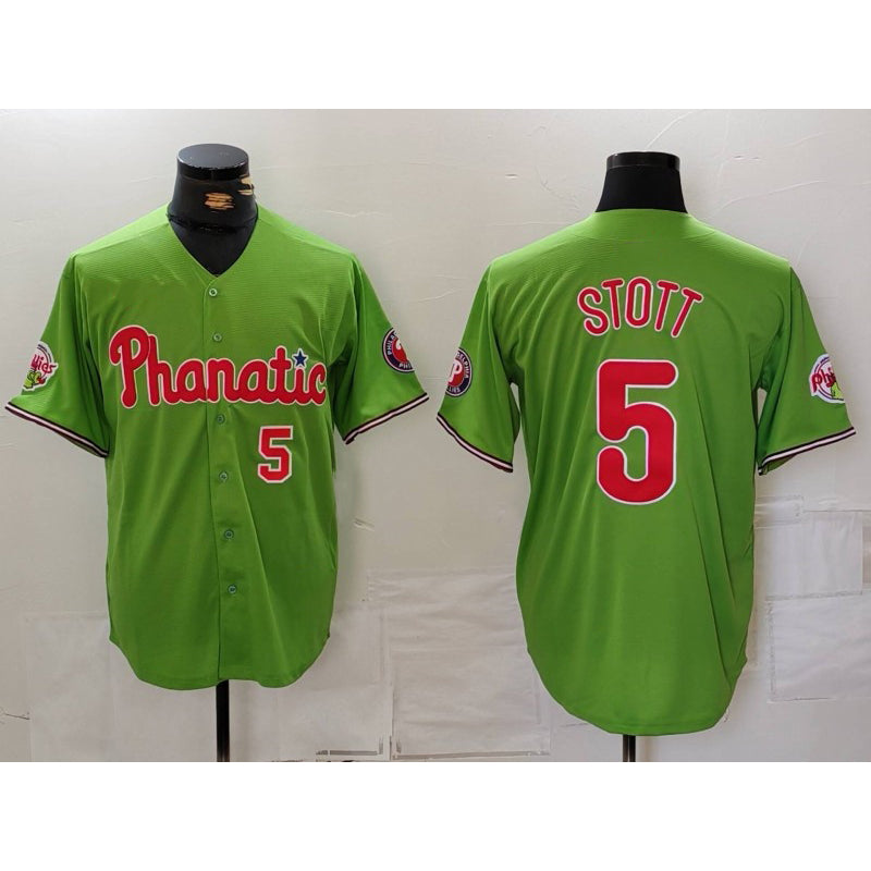 Philadelphia Phillies #5 Bryson Stott Number Green BUTLER With Patch Stitched Cool Base Jersey