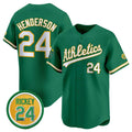 Oakland Athletics #24 Rickey Henderson Green BUTLER 2024 Limited With Rickey Henderson Patch Stitched Jersey