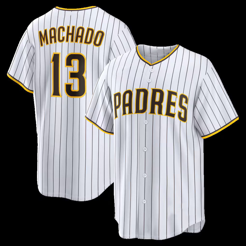 San Diego Padres #13 Manny Machado White BUTLER Home Replica Player Jersey 2