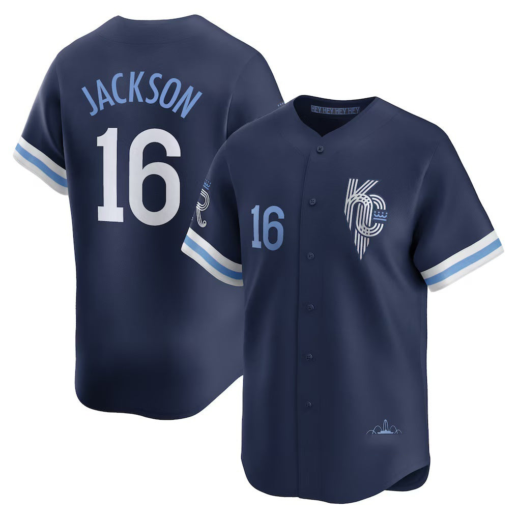 Kansas City Royals #16 Bo Jackson Navy BUTLER City Connect Retired Player Jersey