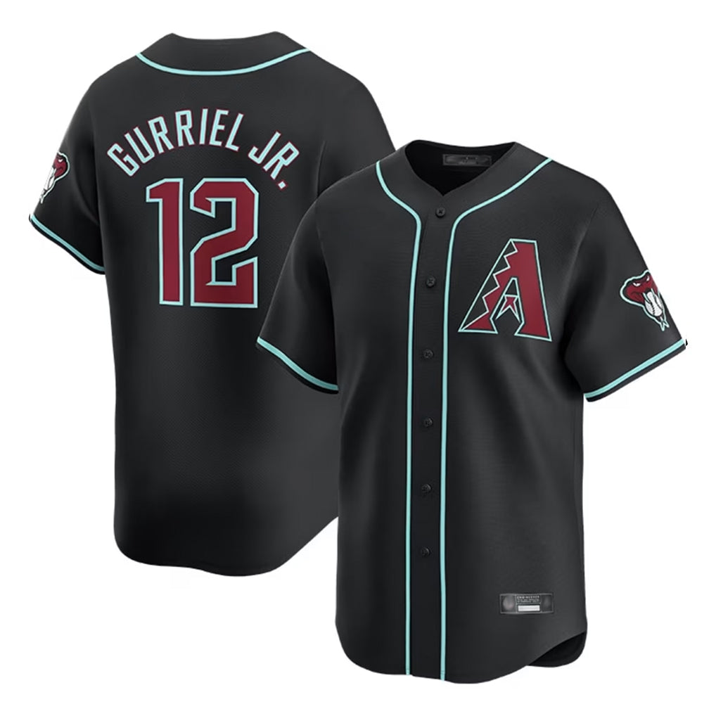 Arizona Diamondbacks #12 Lourdes Gurriel Jr Player Black BUTLER Limited Home Game Stitched Jerseys
