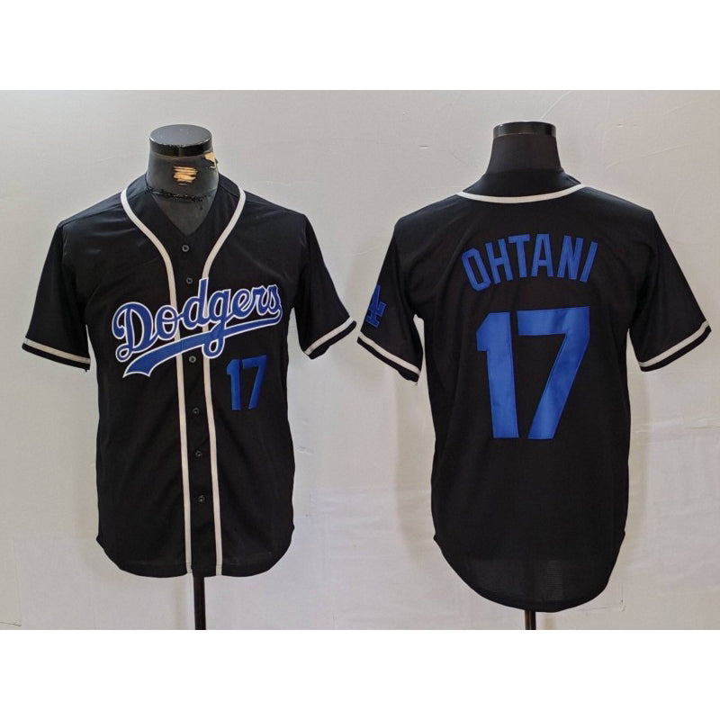 Los Angeles Dodgers #17 Shohei Ohtani Number Black BUTLER Cool Base With Patch Stitched Jerseys