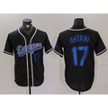 Los Angeles Dodgers #17 Shohei Ohtani Number Black BUTLER Cool Base With Patch Stitched Jerseys