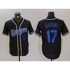 Los Angeles Dodgers #17 Shohei Ohtani Number Black BUTLER Cool Base With Patch Stitched Jerseys