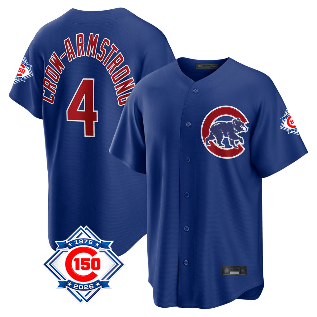 Chicago Cubs #4 Pete Crow-Armstrong Player Royal BUTLER 150th Anniversary Home Game Stitched Jerseys