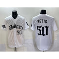 Los Angeles Dodgers #50 Mookie Betts White BUTLER 2025 LA Gothic Style With 2024 World Series Champions Patch Vapor Premier Limited Stitched Jersey
