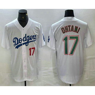 Los Angeles Dodgers #17 Shohei Ohtani Number White Green BUTLER Stitched Cool Base Jersey 2