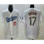 Los Angeles Dodgers #17 Shohei Ohtani Number White Green BUTLER Stitched Cool Base Jersey 2