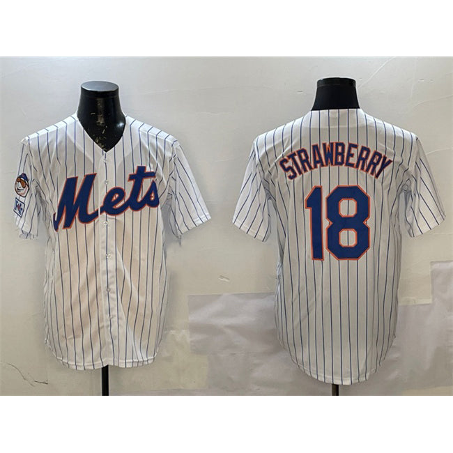 New York Mets #18 Darryl Strawberry White BUTLER 2025 Spring Training Cool Base Stitched Jersey