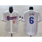 Texas Rangers #6 Josh Jung Number White BUTLER 2023 World Series Champions Cool Base Jersey 2