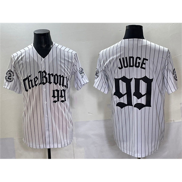 New York Yankees #99 Aaron Judge White BUTLER Fashion Pinstripe 'Gothic Legacy Edition' Vapor Premier Limited Stitched Jersey