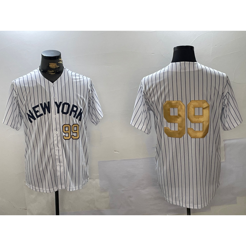 New York Yankees #99 Aaron Judge White BUTLER Pinstripe Without Name Fashion Cool Base Jerseys