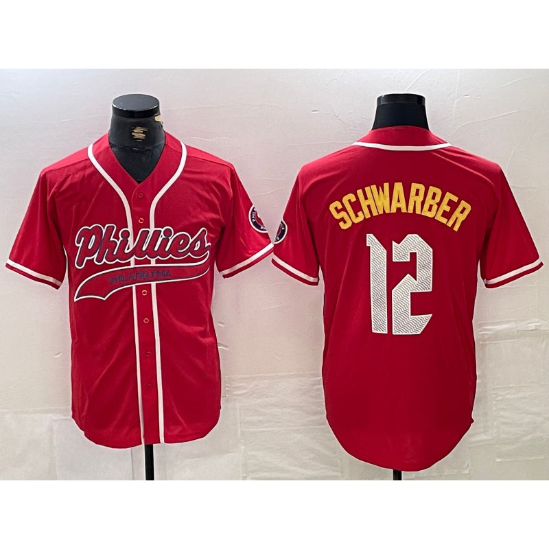 Philadelphia Phillies #12 Kyle Schwarber Red BUTLER 2024 City Connect Limited Stitched Jersey 2