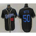 Los Angeles Dodgers #50 Mookie Betts Number Black BUTLER Cool Base With Patch Stitched Jersey 2