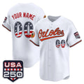 Custom Baltimore Orioles White BUTLER USA 250 Fourth of July Vapor Premier Limited Jersey - All Stitched