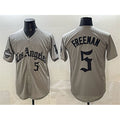 Los Angeles Dodgers #5 Freddie Freeman Grey BUTLER LA Gothic Style With 2025 World Series Champions Patch Limited Stitched Jersey