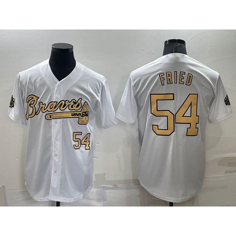 Atlanta Braves #54 Max Fried Number White BUTLER 2022 All Star Stitched Cool Base Jersey