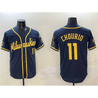 Milwaukee Brewers #11 Jackson Chourio Navy BUTLER With Home Patch Limited Stitched Jersey