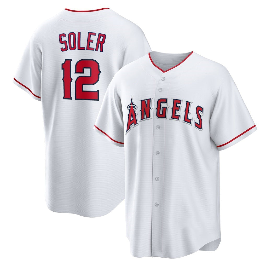 Los Angeles Angels #12 Jorge Soler White BUTLER Home Replica Jersey