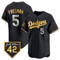 Los Angeles Dodgers #5 Freddie Freeman Black Gold BUTLER With Jackie Robinson Patch Limited Stitched Jersey