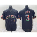 Houston Astros #3 Jeremy Pena Number Black BUTLER Rainbow World Serise Champions Patch Cool Base Stitched Jersey