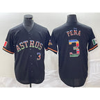 Houston Astros #3 Jeremy Pena Number Black BUTLER Rainbow World Serise Champions Patch Cool Base Stitched Jersey