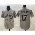 Los Angeles Dodgers #17 Shohei Ohtani Grey BUTLER LA Gothic Style With 2025 World Series Champions Patch Limited Stitched Jersey