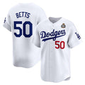 Los Angeles Dodgers #50 Mookie Betts White BUTLER 2024 World Series Home Limited Cool Base Stitched Jersey