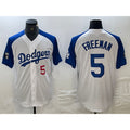 Los Angeles Dodgers #5 Freddie Freeman Number White Blue BUTLER Fashion Stitched Cool Base Limited Jerseys