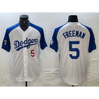 Los Angeles Dodgers #5 Freddie Freeman Number White Blue BUTLER Fashion Stitched Cool Base Limited Jerseys