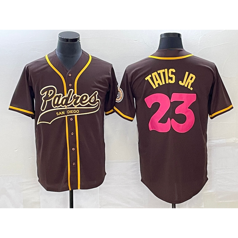 San Diego Padres #23 Fernando Tatis Jr Brown BUTLER NEW 2023 City Connect Cool Base Stitched Jersey 2