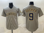 Milwaukee Brewers #9 Bob Uecker Grey BUTLER Home Limited Stitched Jersey