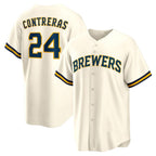 Milwaukee Brewers #24 William Contreras Cream BUTLER Home Replica Jersey