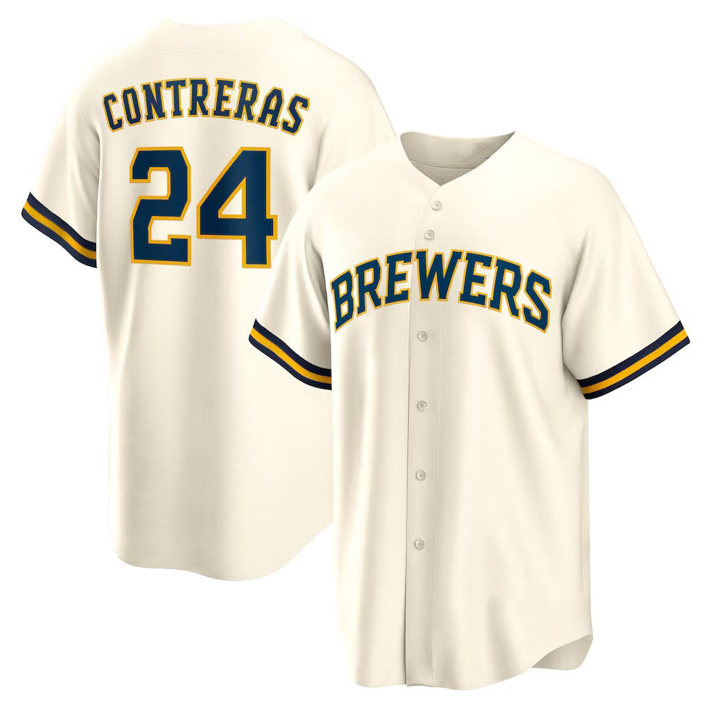 Milwaukee Brewers #24 William Contreras Cream BUTLER Home Replica Jersey