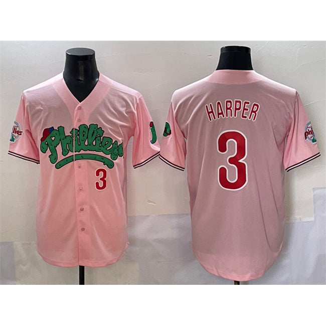 Philadelphia Phillies #3 Bryce Harper Pink BUTLER Phanatic Limited Stitched Jersey