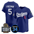 Los Angeles Dodgers #5 Freddie Freeman Royal BUTLER 2024 World Series With Fernando Memorial Patch Limited Stitched Jersey