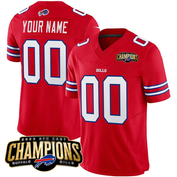 Custom B.Bills Active Player Red BUTLER 2023 F.U.S.E. AFC East Champions Ptach Stitched Jersey