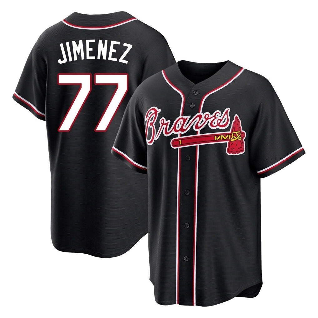 Atlanta Braves #77 Joe Jimenez Player Black BUTLER Fashion Out Game Stitched Jerseys