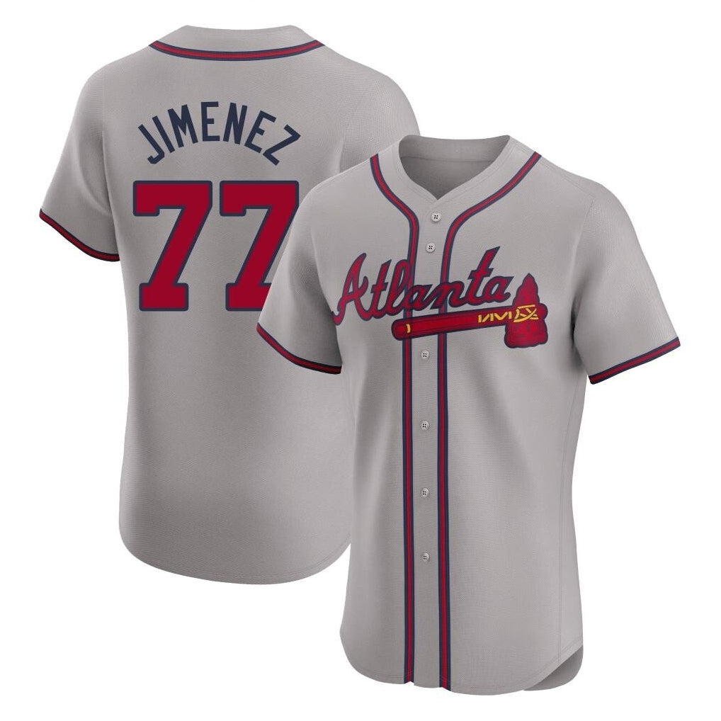Atlanta Braves #77 Joe Jimenez Player Gray BUTLER Limited Elite Home Game Stitched Jerseys