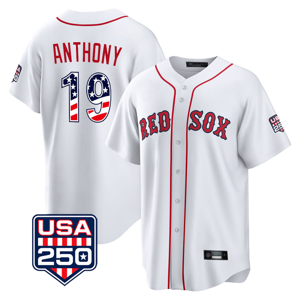 Boston Red Sox #19 Roman Anthony Player White BUTLER USA 250 Fourth of July Home Game Stitched Jerseys