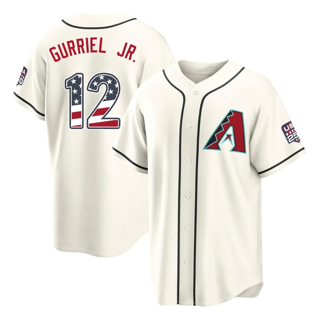 Arizona Diamondbacks #12 Lourdes Gurriel Jr Player Cream BUTLER USA 250 Fourth of July Home Game Stitched Jerseys